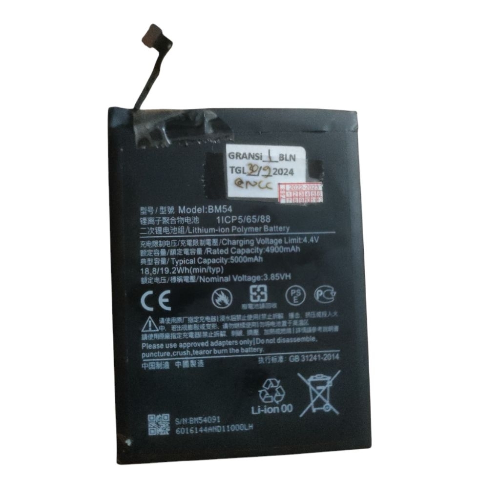 BATRAI BM54 REDMI NOTE 9T KW SEKEN Mntap