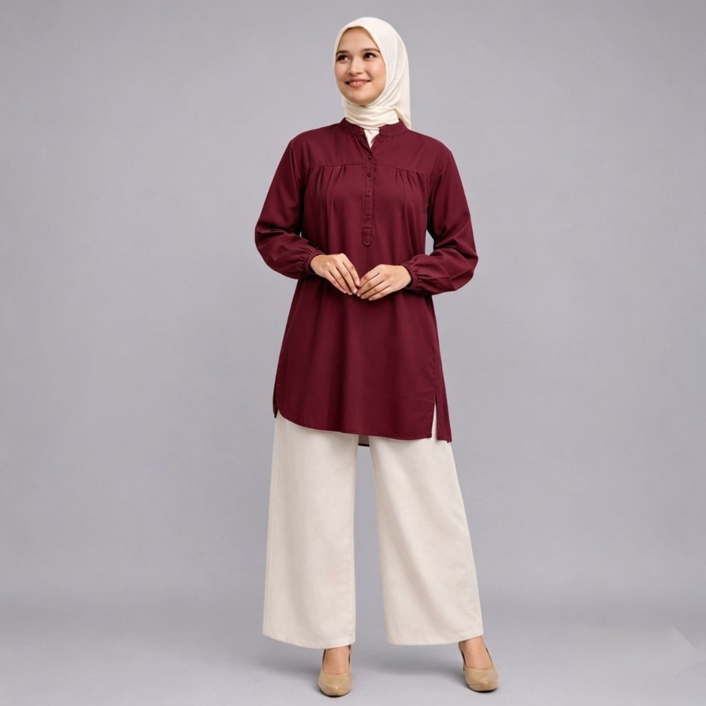 Sakinah Blus Jumbo Rayon Viscose Wanita Lengan Panjang Adem Simple Kekinian