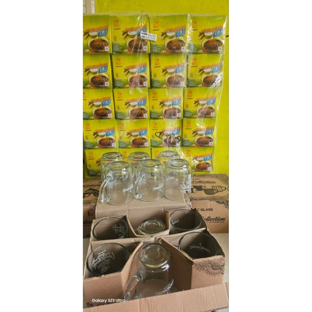 Teh dandang celup wangi menyegarkan 1 free 1 cangkir gelas