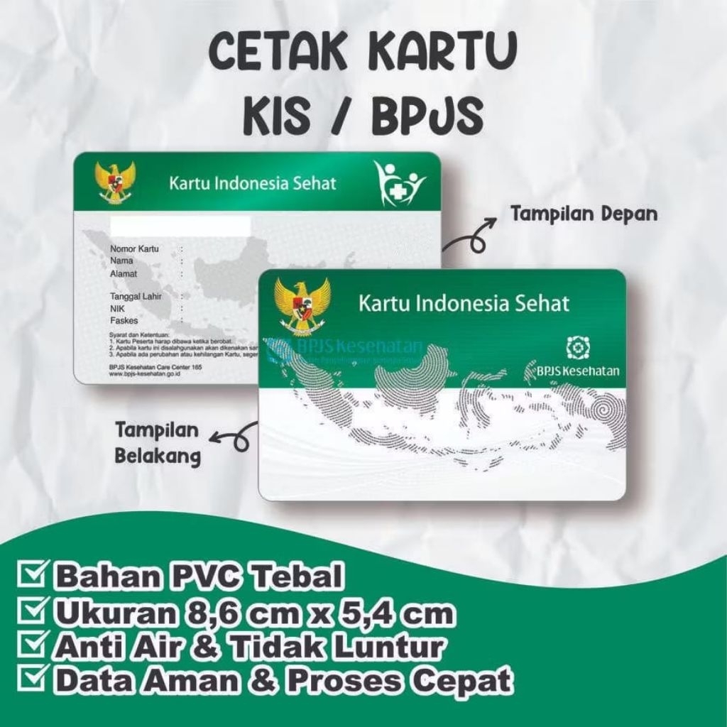 [FREE LAMINATING] Cetak Kartu BPJS Kesehatan / Kartu BPJS Bahan PVC