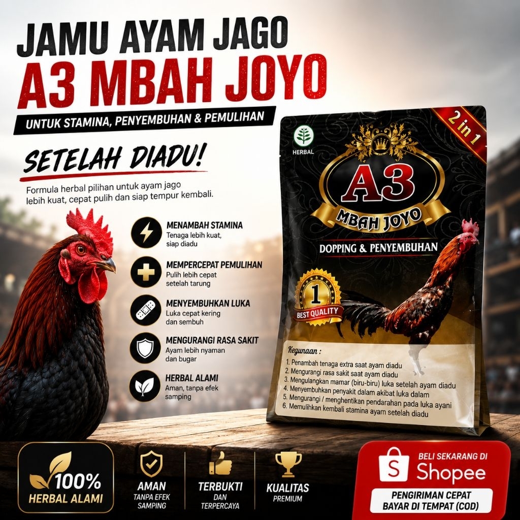 Mbah Joyo A3 Doping Ayam Herbal - Obat Luka & Stamina Ayam Petarung 2in1