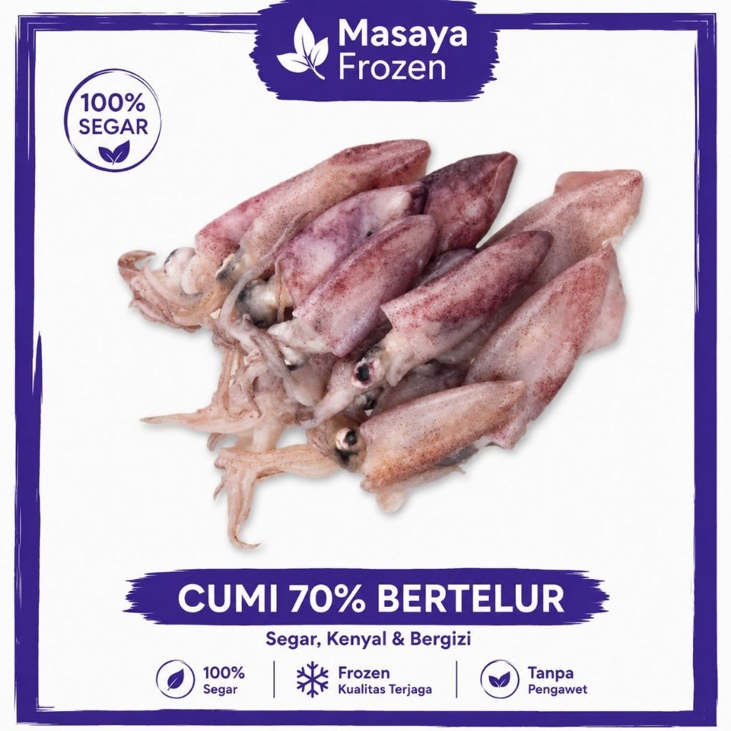 Cumi Beku Bertelur 70% Kemasan 500gr - Frozen Segar Halal