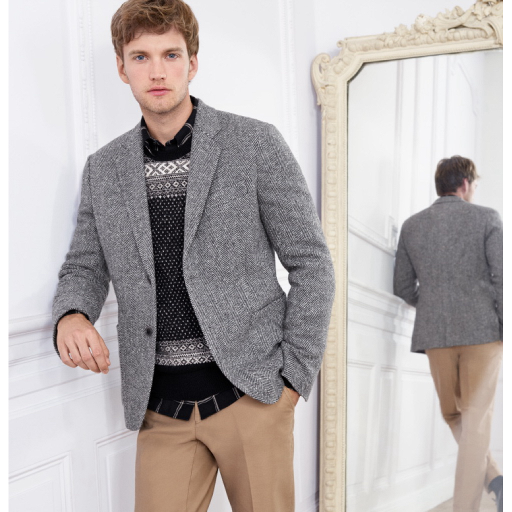 Casual Tweed Blazer Pria