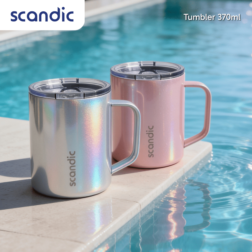 SCANDIC - Rainbow Tumbler Mug Stainless 370 ml - Gelas Kopi Tahan Panas & Dingin, Dengan Tutup Anti 