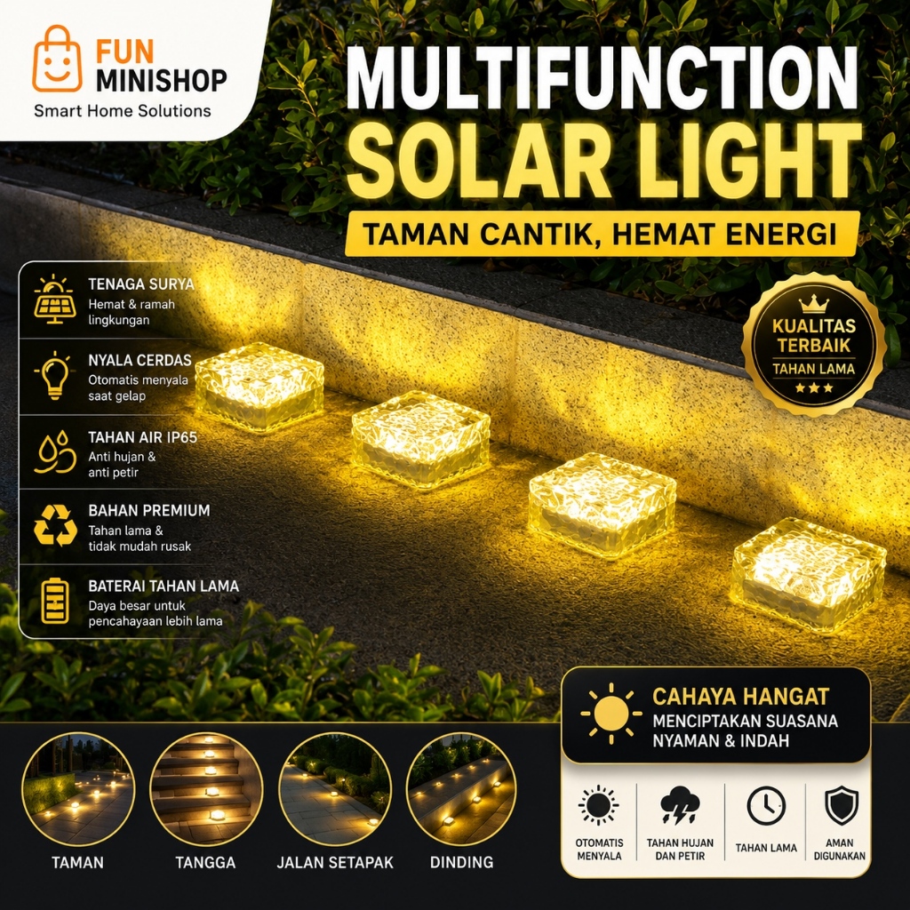 LAMPU LANTAI SOLAR TANGGA TENAGA SURYA LAMPU TAMAN SOLAR GARDEN LAMP LAMPU DEKORASI