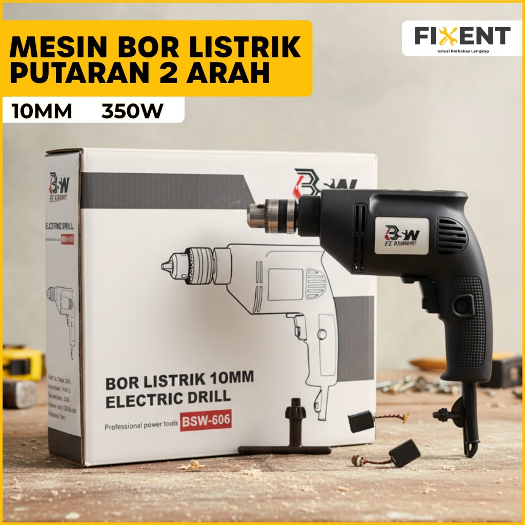 Mesin Bor Listrik 10MM 350W Putaran 2 arah Impact Drill Mesin Bor Tangan Portable  Bor Listrik Porta