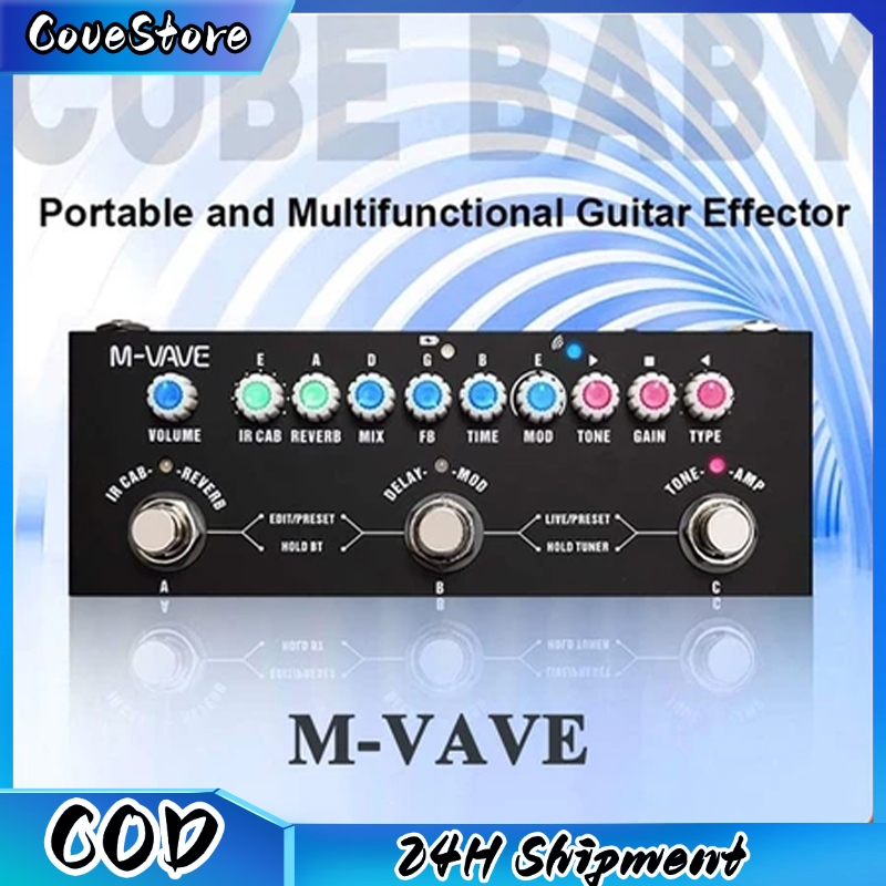 100% Original Efek Gitar M-VAVE CUVAVE Cube Baby Soundcard Multi Effects Pedal Reverb Multi Efek Git
