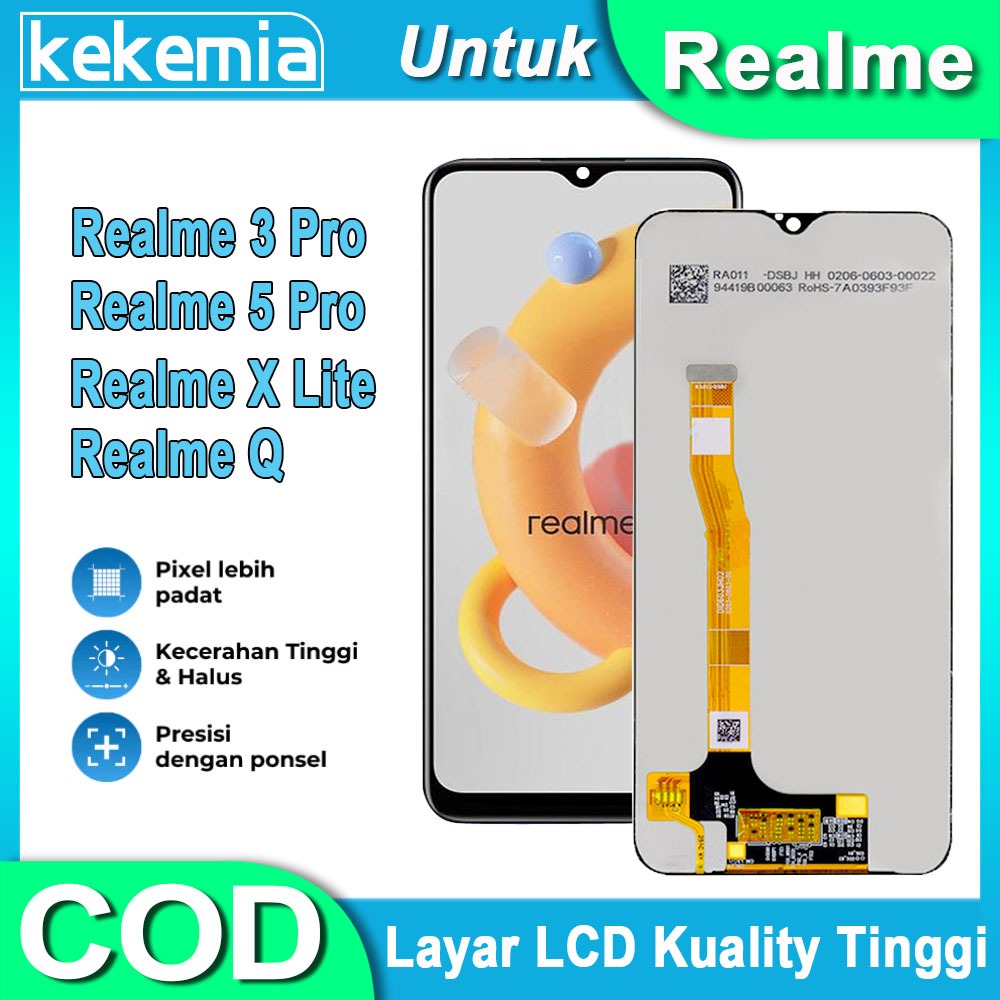 LCD Untuk Realme 3 Pro Realme 5 Pro Realme X Lite Realme Q TouchScreen Penggantian Layar Sentuh LCD 