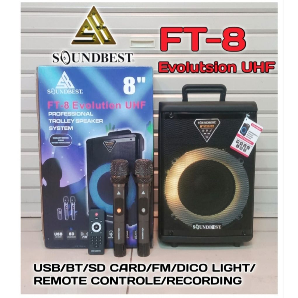 SOUNDBEST FT8 SPEAKER PORTABEL BLUETOOTH SOUNDBEST 8 INCH