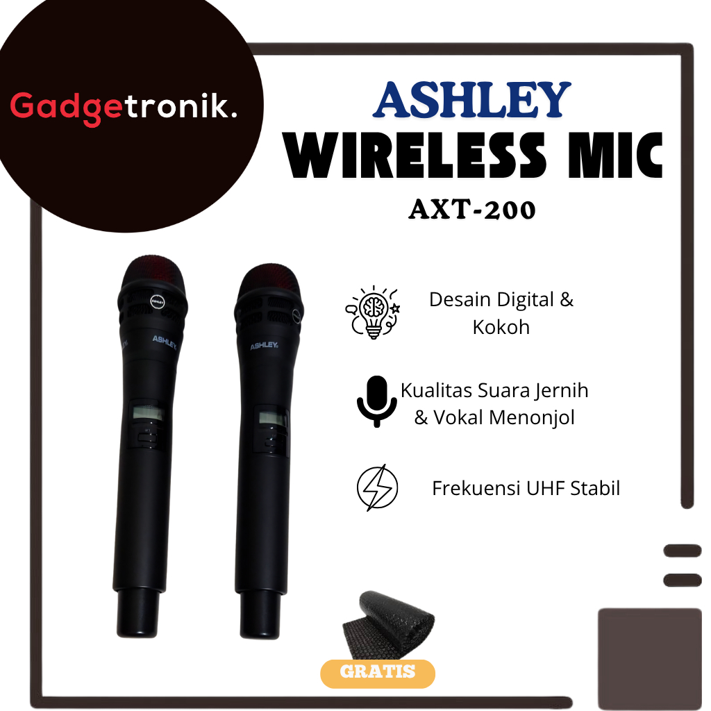 ASHLEY WIRELESS MIC AXT-200 / MIC NIRKABEL ASHLY AXT-200 / MIKROPON WIRELES ASLEY AXT 200 / MIK TANP