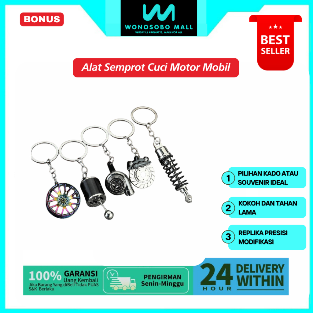 WM Gantungan Kunci Mobil Motor Unik Onderdil Model Brembo Logam Peredam Kejut Rem Cakram Brake Disc 