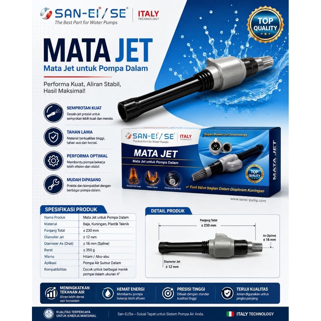 Mata Jet Ejector Universal untuk Pompa Air Jetpump - Spare Part Pompa Air Sumur Dalam