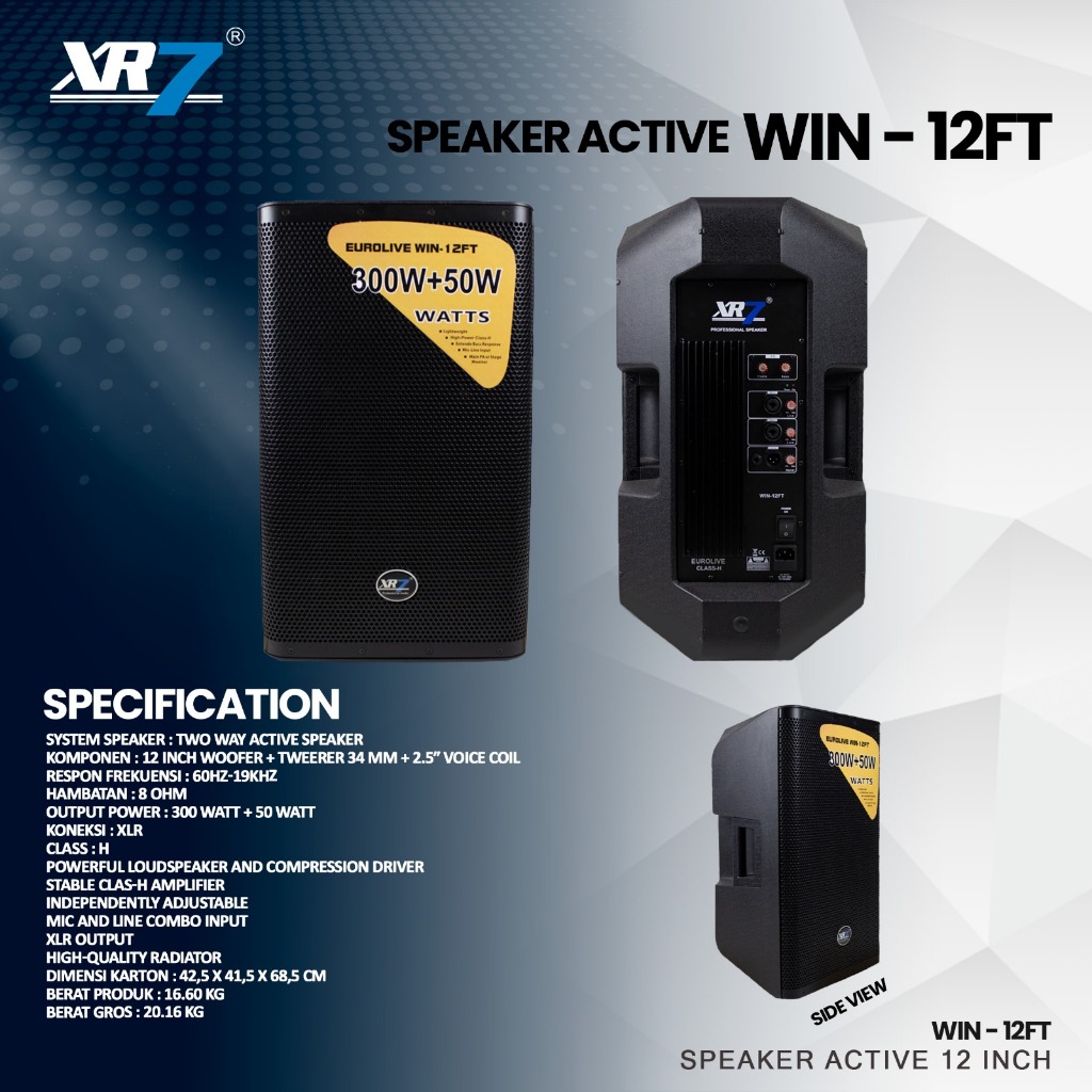 XR7 SPEAKER AKTIF WIN 15 FT - 300W + 50W | GARANSI RESMI - ORIGINAL
