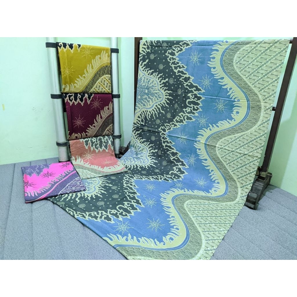 Kain Batik Peach Biru Kuning Pink Maroon Jarik Kebaya Kode 1598 Couple Katun Printing Sogan Lawasan 