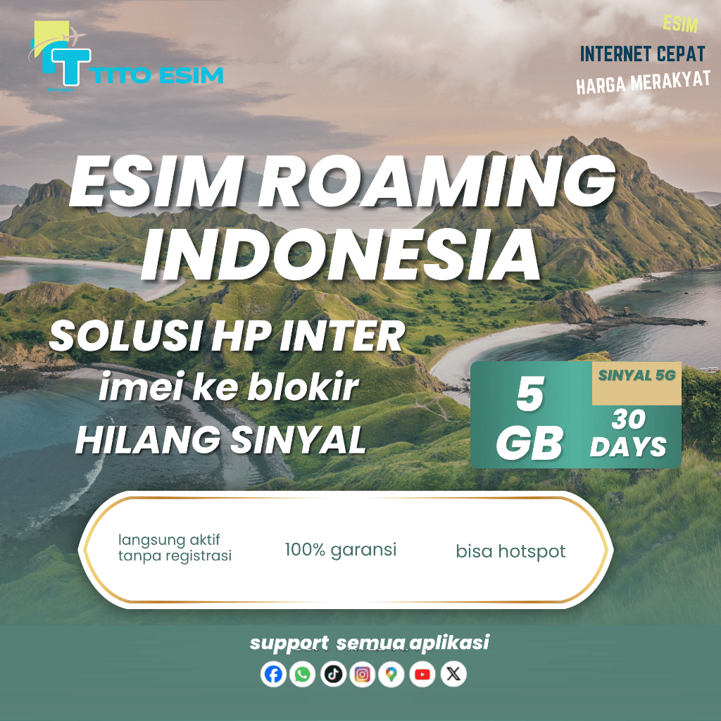 Esim Roaming  5 GB Anti Blokir hp inter | Solusi IMEI iPhone dan Android | esim iPhone terblokir | H