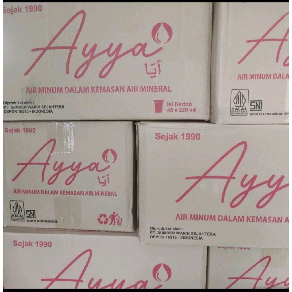 Air Minum Ayya Mineral 220 ML Air Gelas 1 Dus