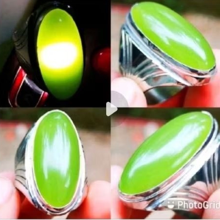 cincin batu akik hijau lumut sungai dareh pandan ring monel