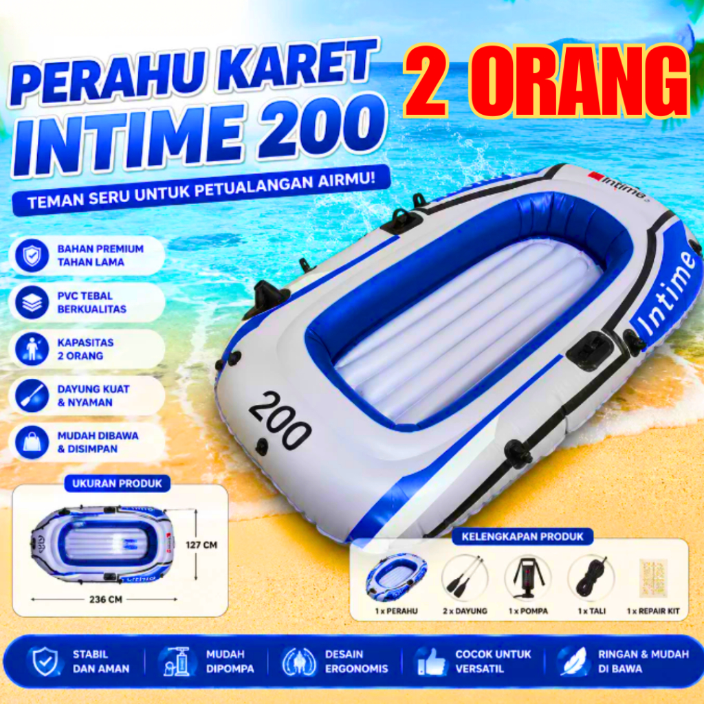K8A Perahu Karet Mancing Untuk 2 Orang + 2 Dayung