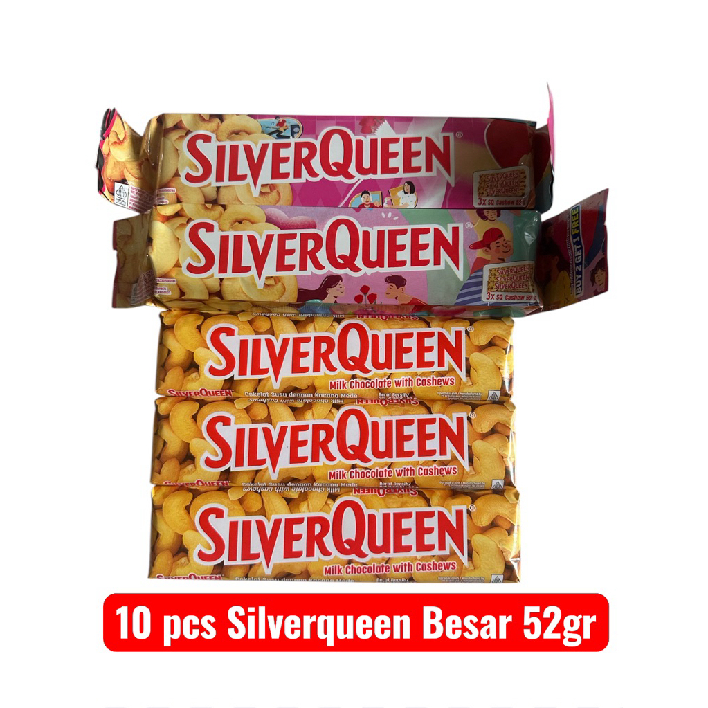10 Pcs Cokelat SilverQUeen besar 10 x 52gram cokelat susu isi kacang