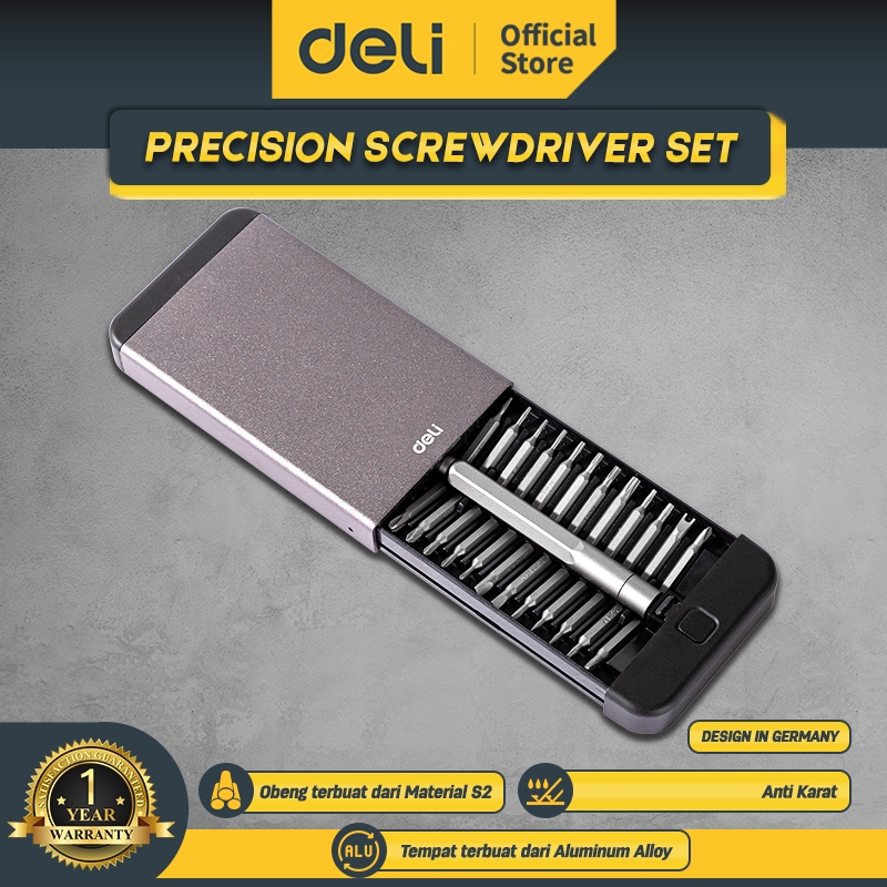 Deli Precision Scredriver Set / Obeng Set 25 in 1 Material S2 EDL3525
