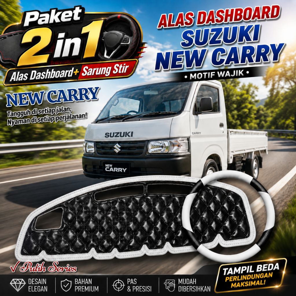 Paket Interior 2in1 Premium Alas Dashboard + Sarung Stir +Mobil New Carry Bikin Interior Mobil Makin
