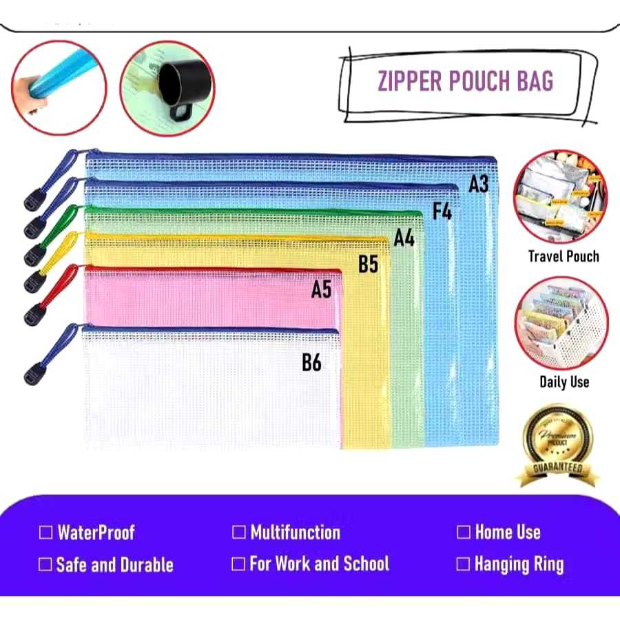 ZIPPER BAG A5 BG1264A MAP PLASTIK RESLETING DOCUMENT FOLDER