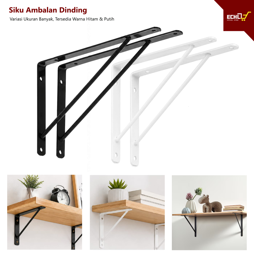 Siku Besi Ambalan Dinding / Siku Penyangga Rak Dinding / Siku Besi Rak Dinding - Model L