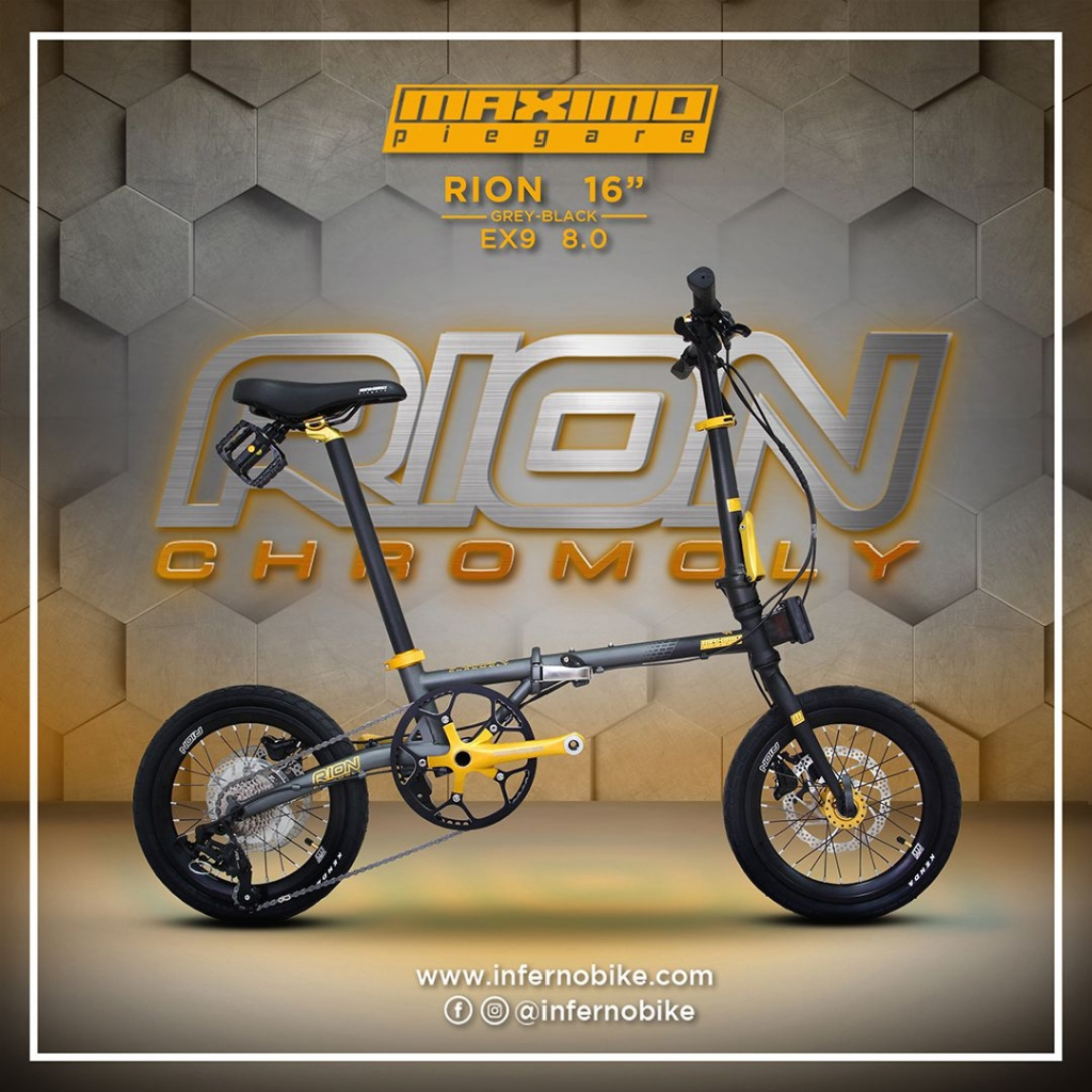 Sepeda Lipat 16 inch MAXIMO PIEGARE RION EX 9.0 9 SPEED HIDROLIK