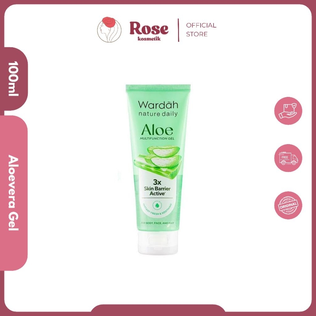 Wardah Nature Daily Aloe Multifunction Gel 100ml | Aloevera Aloe Vera Gel untuk Kulit Wajah Ketiak d