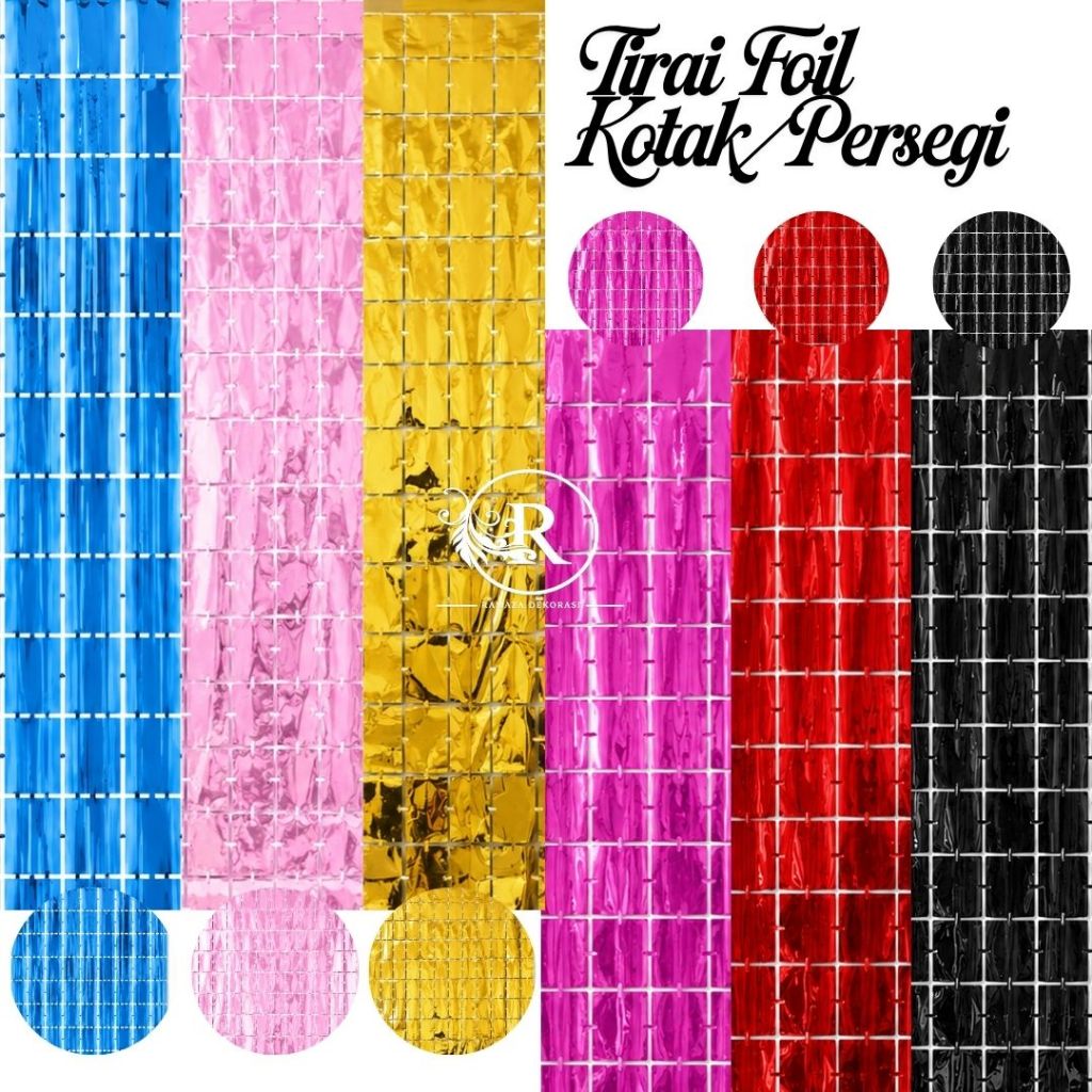 TIRAI FOIL KOTAK / TIRAI KOTAK METALIK/TIRAI FOIL PERSEGI BACKDROP
