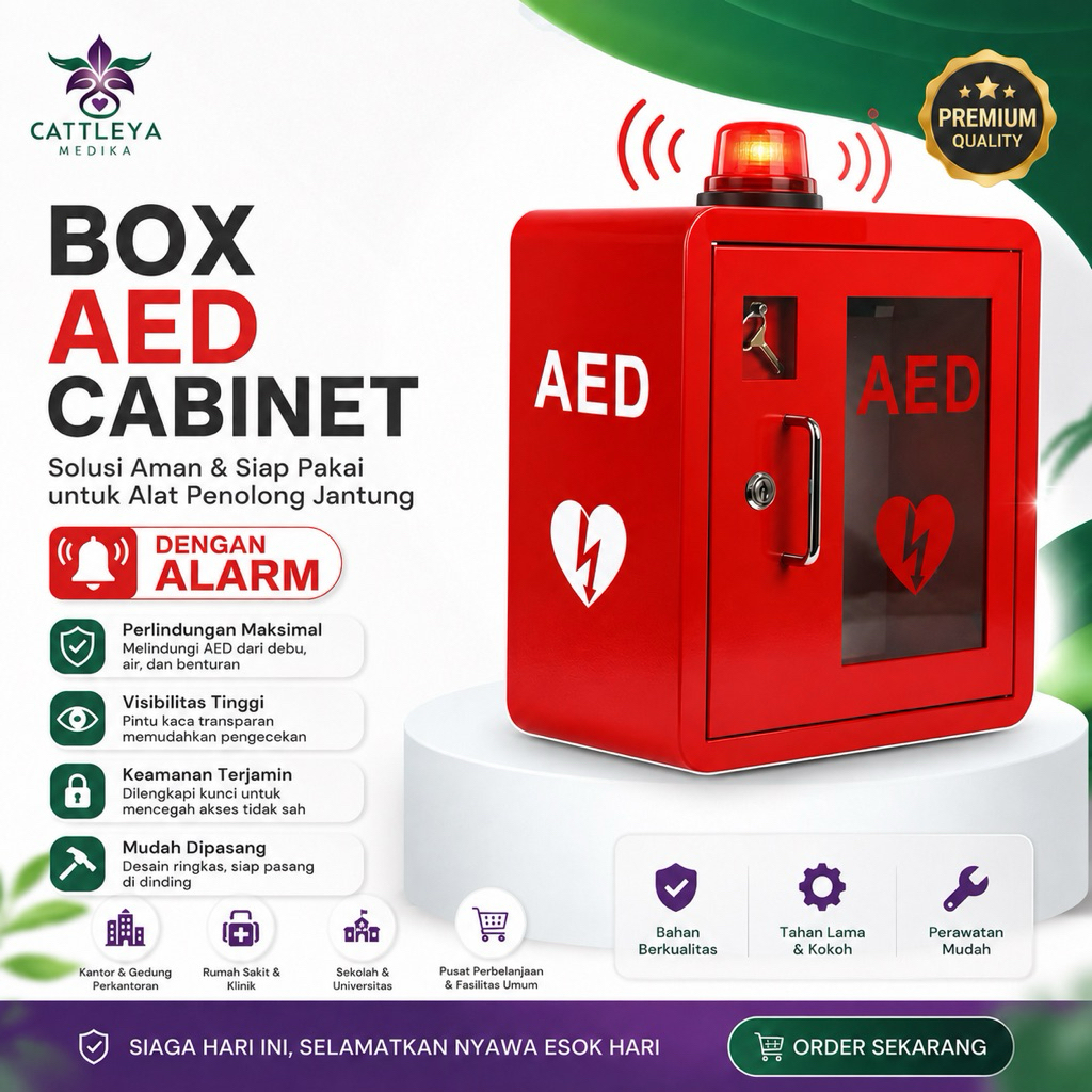 Box AED Defibrillator With Alarm / Box AED Defibrillator Merah / Box AED Cabinet