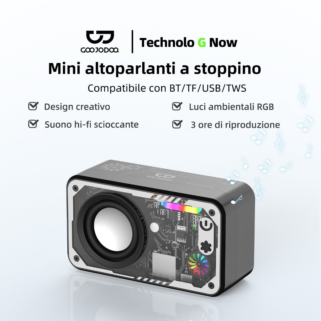 GOOJODOQ Speaker LED Bluetooth AB4085 Speaker 5.3 Surround Sound System RGB Multifunction Speaker