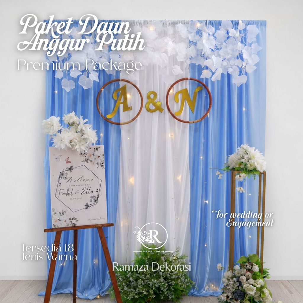 Dekorasi Lamaran Backdrop VARIASI/Dekorasi Lamaran/Akad Nikah Daun Putih