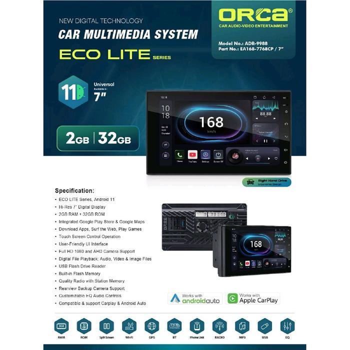 HEAD UNT ANDROID ORCA ADR-9988 ORCA ECO LITE 7 INCH RAM 2/32GB