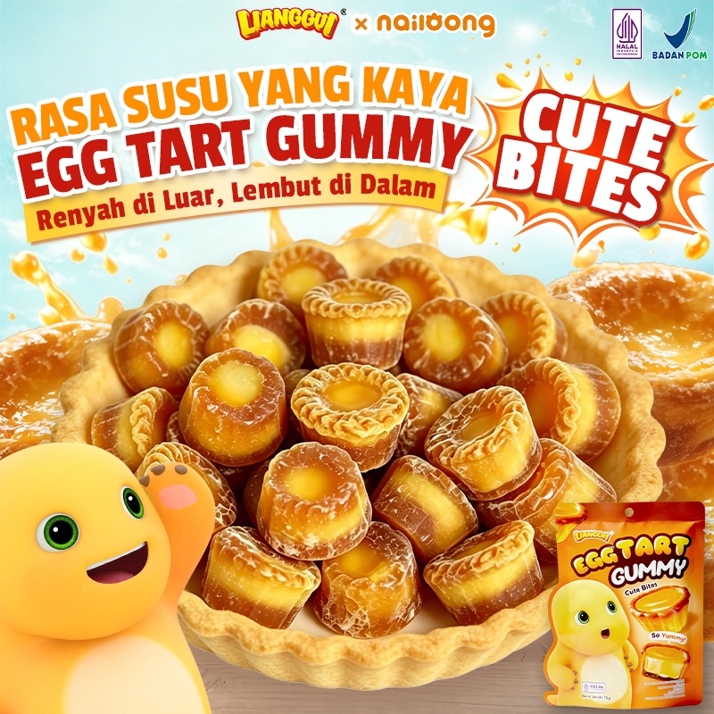 LIANGGUI - Permen Jeli Bentuk Egg Tart Halal permen anekabuah rasa/jajanan anak/jajan permen candy
