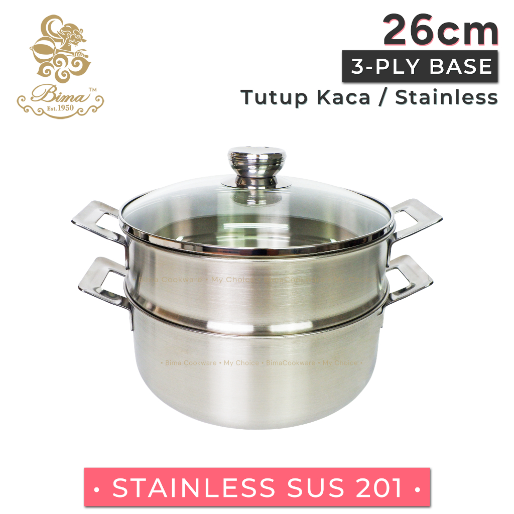 BIMA MorganWare Panci Kukus Steamer 2 Susun 26cm Stainless Steel Panci Kukusan Serbaguna bisa Induks