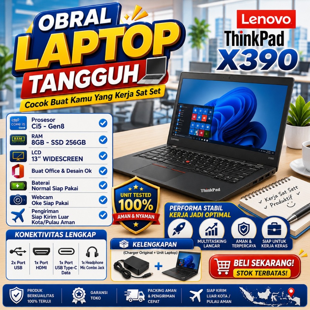 Laptop Slim Lenovo Thinkpad X390 Ci5 GEN10
