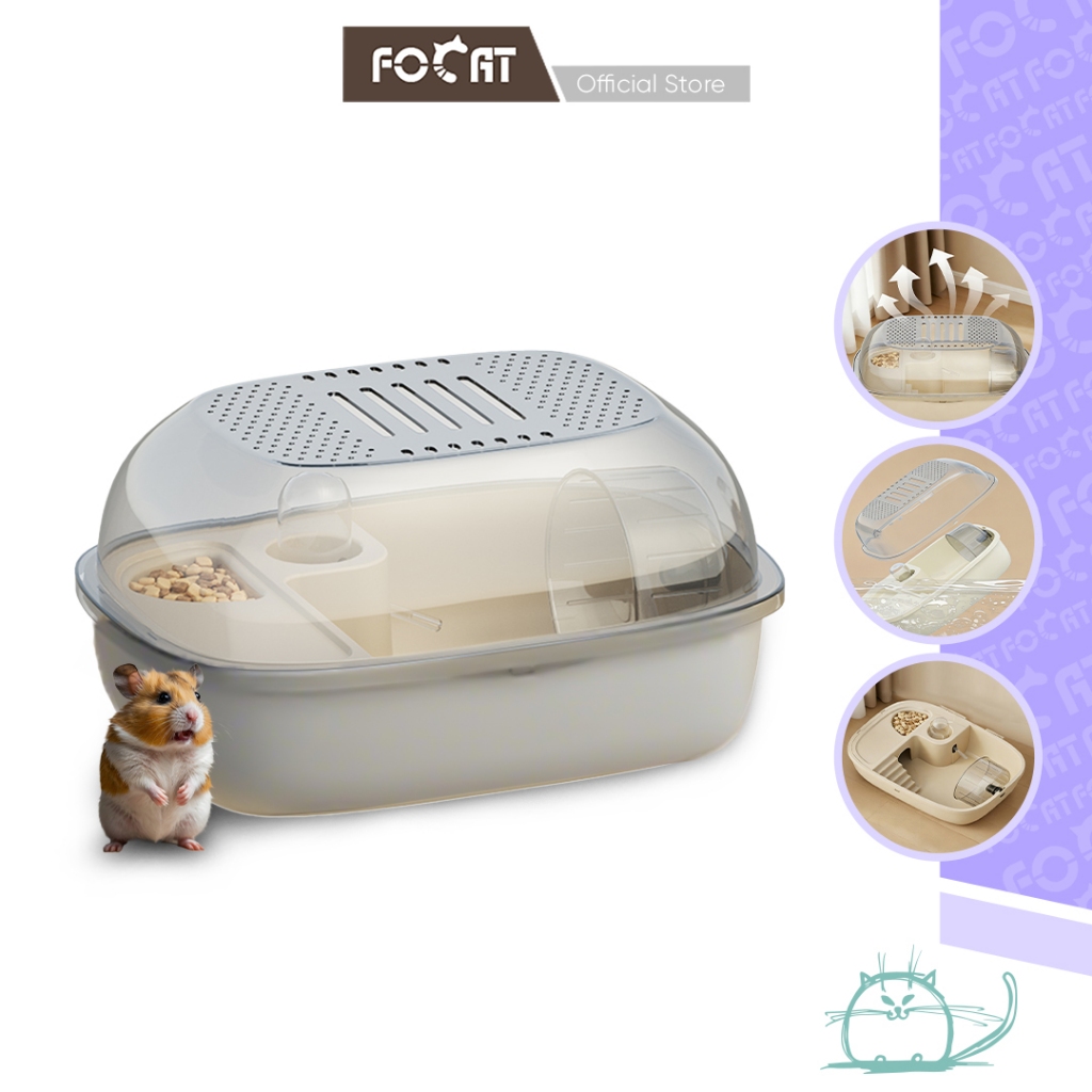 FOCAT Kandang Hamster F32 Kandang Hamster Portable Desain Transparan/Rumah Hamster/Tempat Bermain Hamster