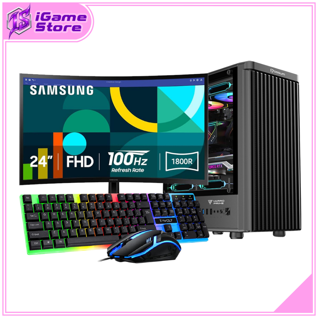 Paket Lengkap Full SET PC GAMING RYZEN 5 5600 - RTX 3050 - Monitor 24" Samsung CURVE  Siap Pakai