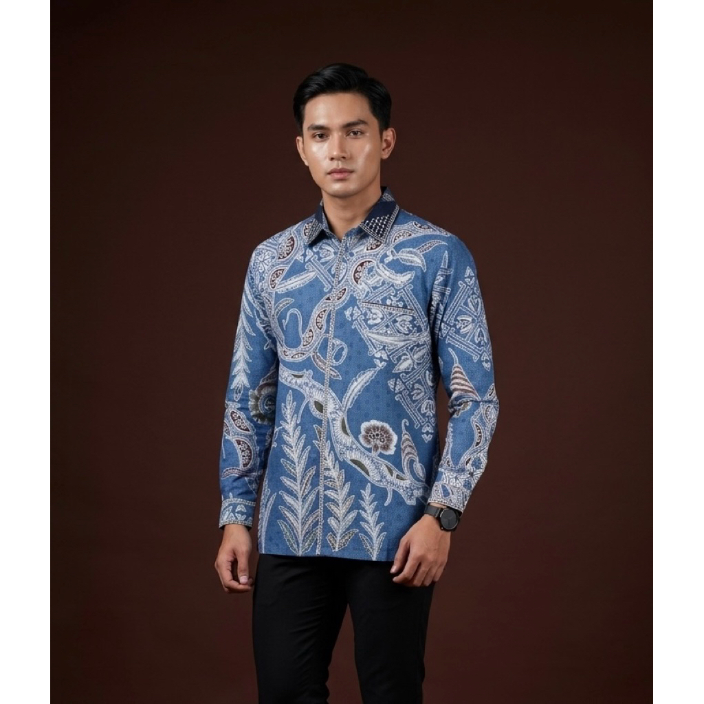 Batik Cantik Exclusive -  AKSARA |Batik Pria modern semi jas bordir smock dobby india