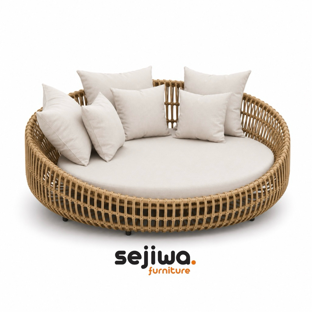 Sejiwa Furniture - Daybed Anyaman Rotan Sintetis / Sofa Bed Outdoor Anyaman Rotan Sintetis / Sofa Sa