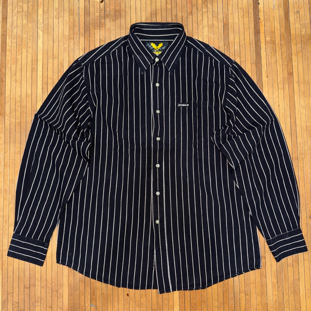 AVIREX ARMY MILITARY OG 107 M65 STRIPED BLACK WHITE LONG SLEEVE SHIRT