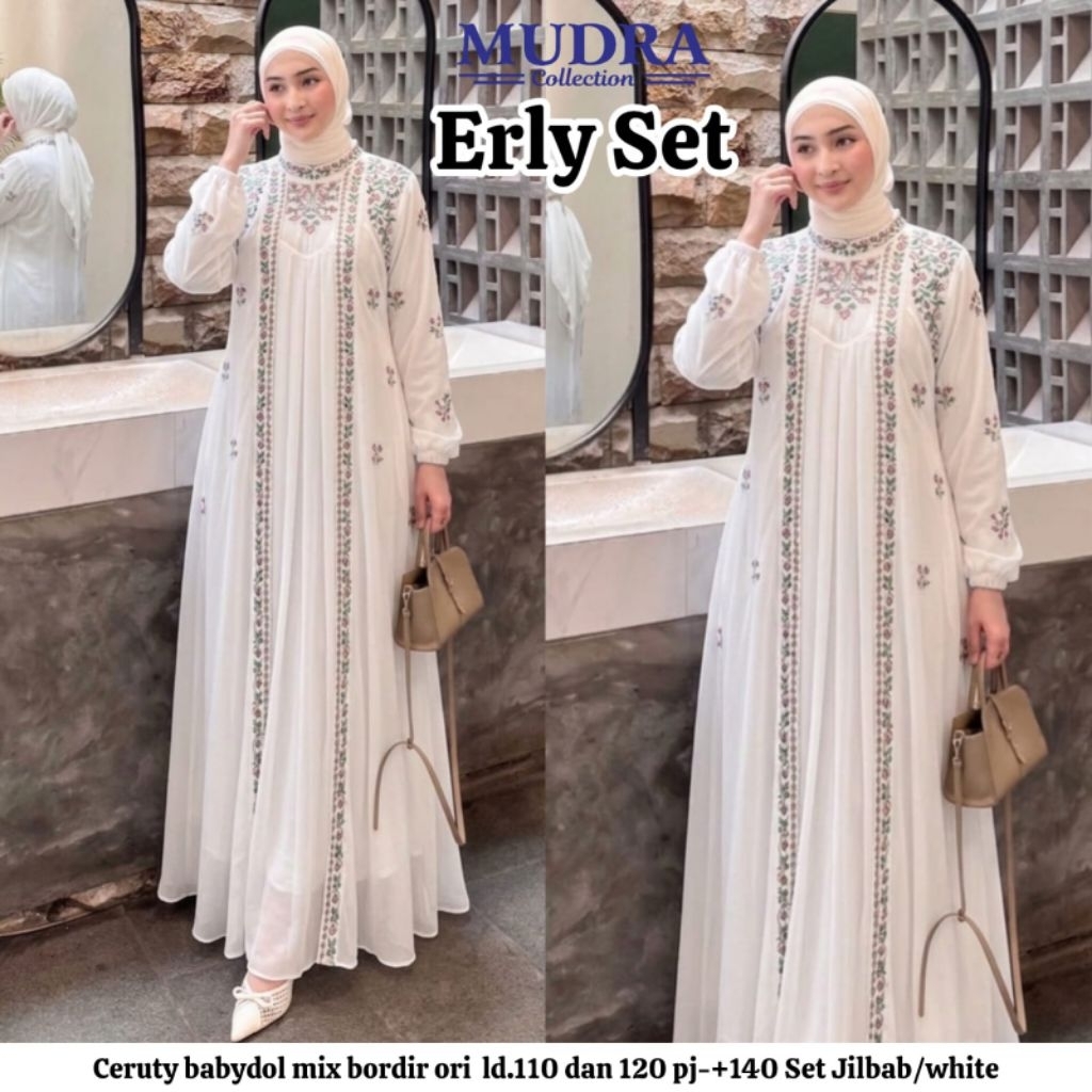 COD SIAP KIRIM ERLY/AMISA GAMIS CERUTY PLUS HIJAB (LD 110&120CM)ORI BY MUDRA
