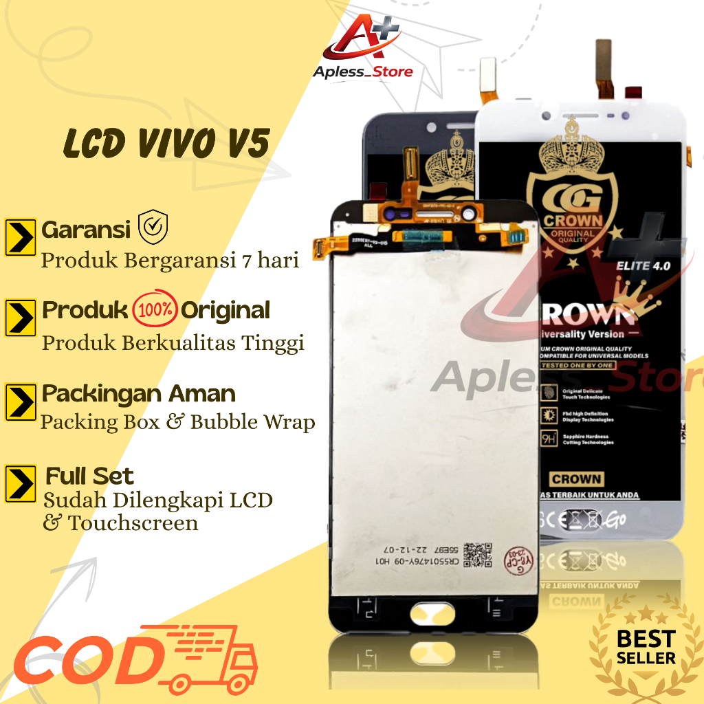 LCD TOUCHSCREEN VIVO V5 / VIVO V5S 1612 / Y67 ORIGINAL FULLSET DIGITIZER