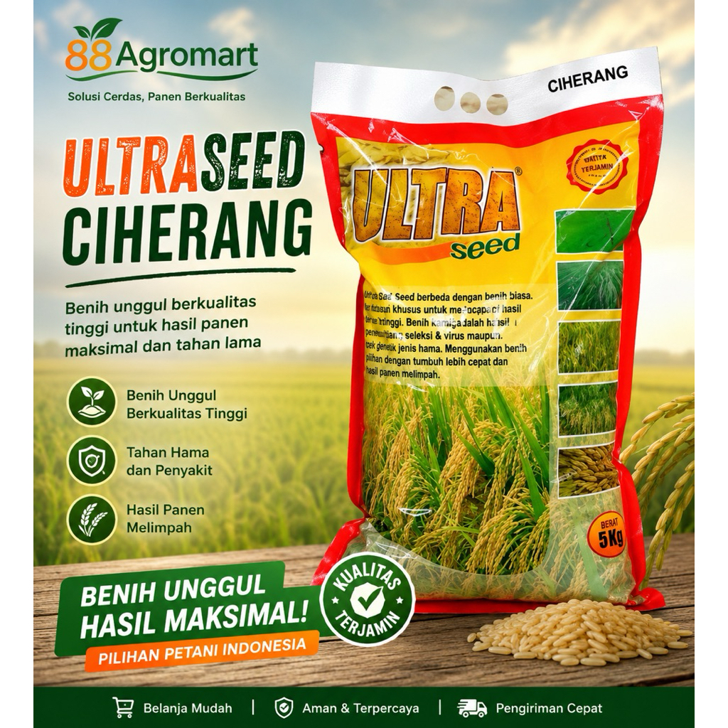 UltraSeed Ciherang 5kg Benih Padi Unggul Tahan Hama Hasil Melimpah
