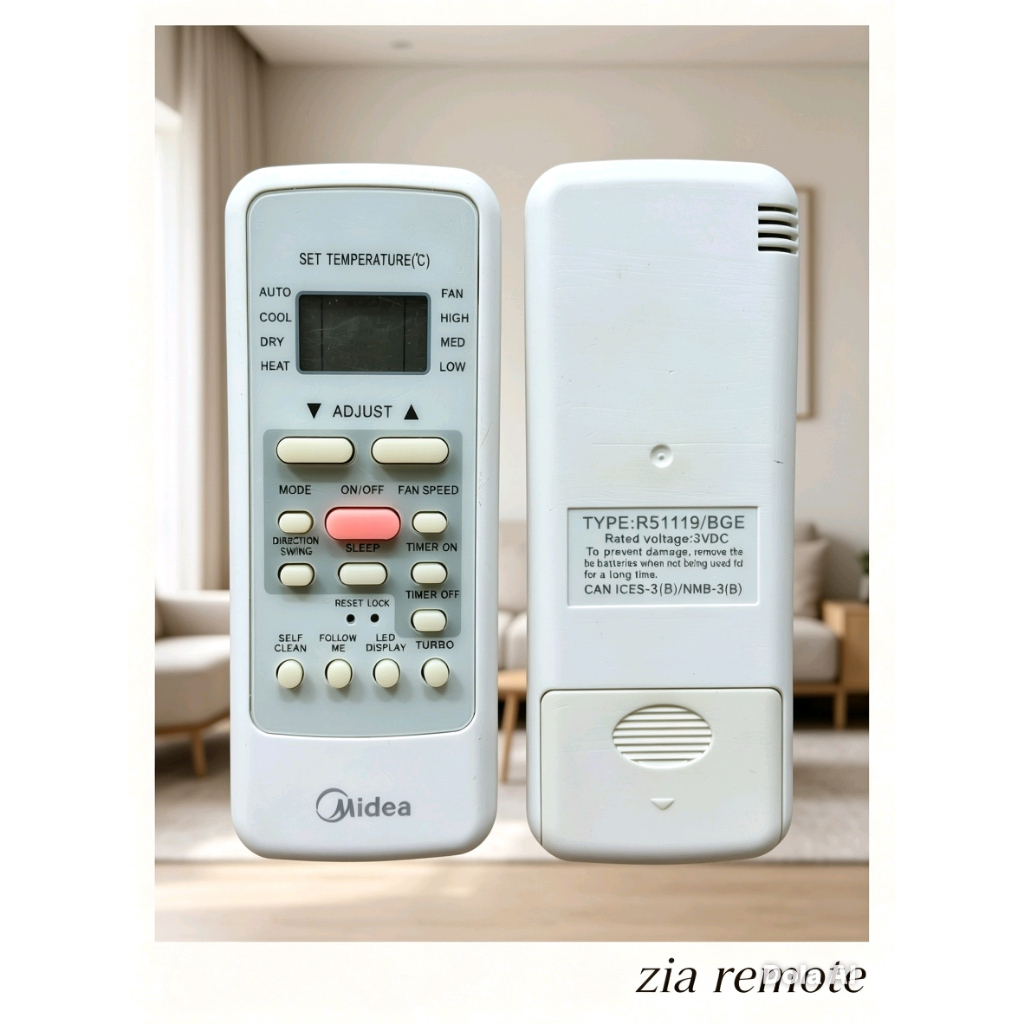 REMOTE REMOT AC MIDEA TYPE R51I19/BGE ORIGINAL ASLI