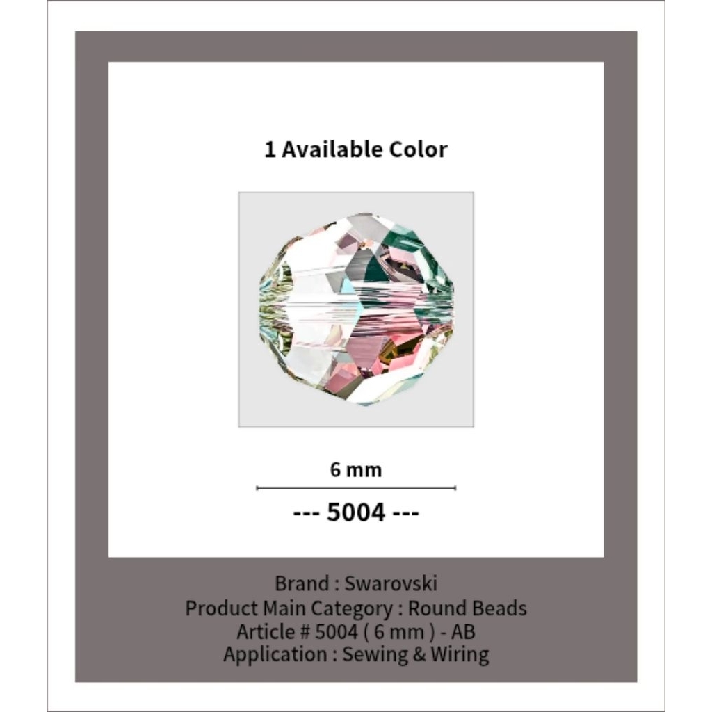 SWAROVSKI™ - 6 MM AB Round Beads - Article # 5004 - Swarovski Crystal - Swarovski Kristal - Crystal 