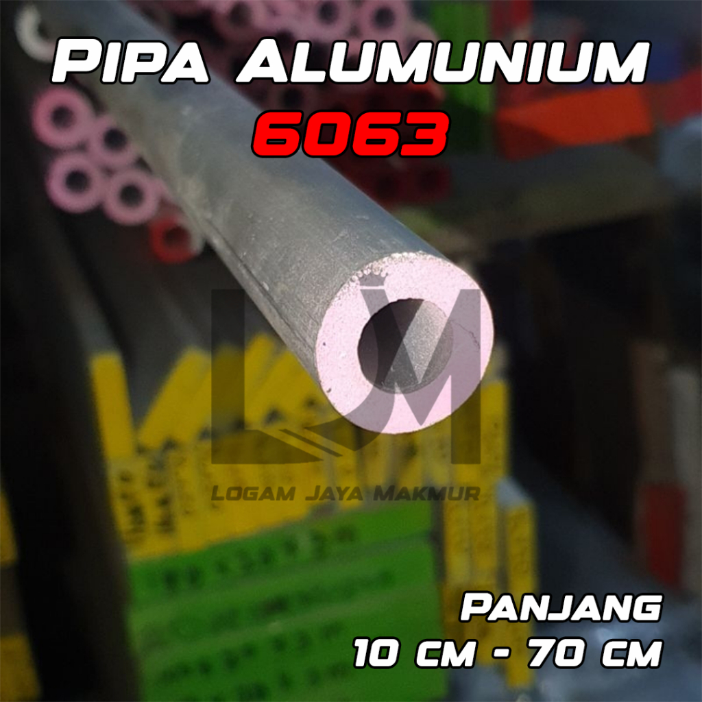 Pipa Alumunium / Aluminium 6063 OD 25 .4 mm x ID 13.4 mm Tebal 6 mm Harga panjang per 10 cm • 15 cm 