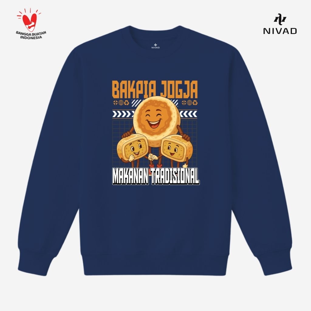 Nivad Sweater Crewneck Makanan Khas Tradisional Yogyakarta Bakpia