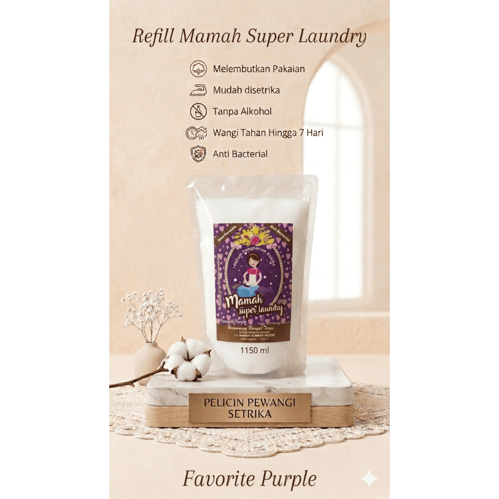 (REFILL/POUCH) FAVORITE PURPLE Pewangi Setrika MAMAH SUPER LAUNDRY | Pewangi Laundry | Parfum Setrik